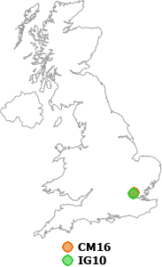 map showing distance between CM16 and IG10