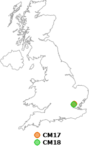 map showing distance between CM17 and CM18