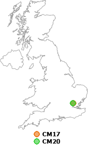 map showing distance between CM17 and CM20