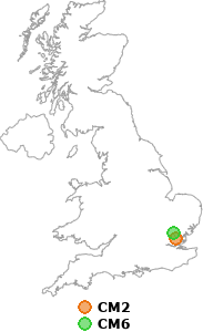 map showing distance between CM2 and CM6