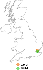 map showing distance between CM2 and SS14