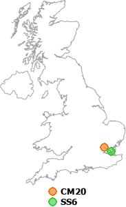 map showing distance between CM20 and SS6