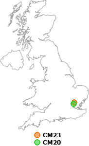 map showing distance between CM23 and CM20