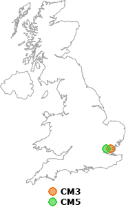map showing distance between CM3 and CM5