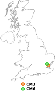 map showing distance between CM3 and CM6