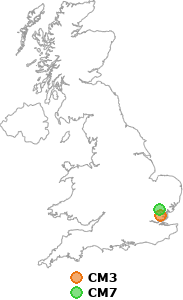map showing distance between CM3 and CM7