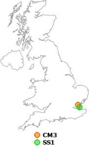 map showing distance between CM3 and SS1