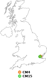 map showing distance between CM4 and CM15