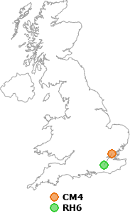 map showing distance between CM4 and RH6
