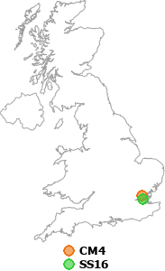 map showing distance between CM4 and SS16