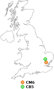 map showing distance between CM6 and CB5