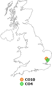 map showing distance between CO10 and CO4