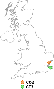 map showing distance between CO2 and CT2
