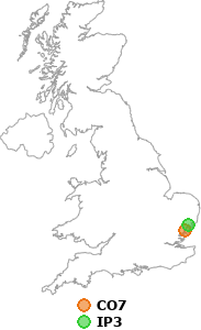 map showing distance between CO7 and IP3