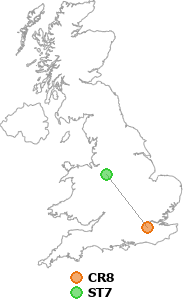 map showing distance between CR8 and ST7