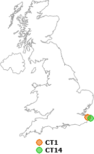 map showing distance between CT1 and CT14