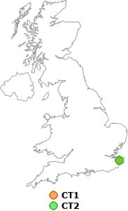 map showing distance between CT1 and CT2
