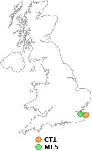 map showing distance between CT1 and ME5