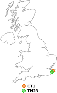 map showing distance between CT1 and TN23