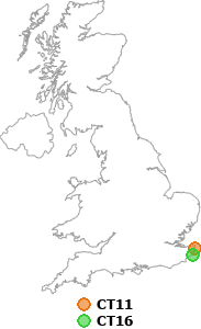 map showing distance between CT11 and CT16
