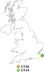 map showing distance between CT16 and CT14