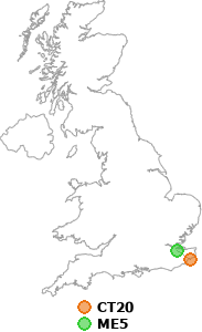 map showing distance between CT20 and ME5