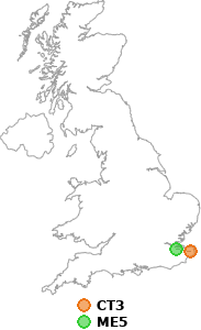 map showing distance between CT3 and ME5