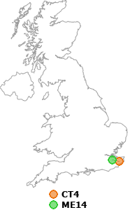 map showing distance between CT4 and ME14