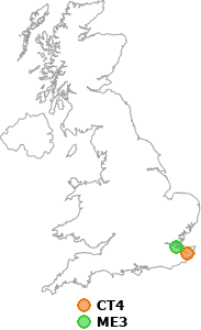 map showing distance between CT4 and ME3
