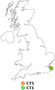 map showing distance between CT5 and CT1