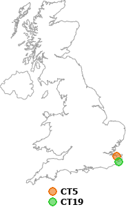 map showing distance between CT5 and CT19