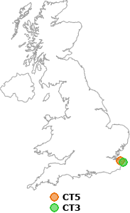 map showing distance between CT5 and CT3