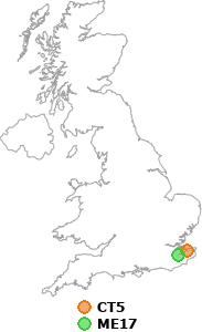 map showing distance between CT5 and ME17
