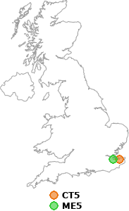 map showing distance between CT5 and ME5