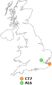 map showing distance between CT7 and AL6
