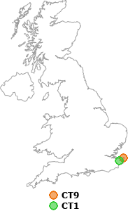 map showing distance between CT9 and CT1