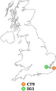 map showing distance between CT9 and IG1