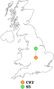 map showing distance between CV2 and S5