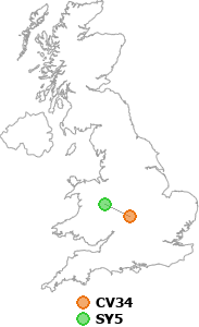 map showing distance between CV34 and SY5