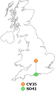 map showing distance between CV35 and SO41