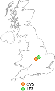 map showing distance between CV5 and LE2