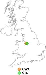 map showing distance between CW1 and ST6
