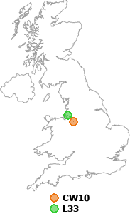 map showing distance between CW10 and L33