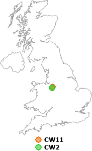 map showing distance between CW11 and CW2