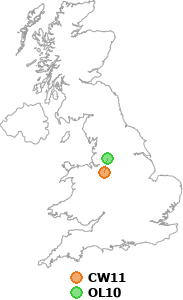 map showing distance between CW11 and OL10