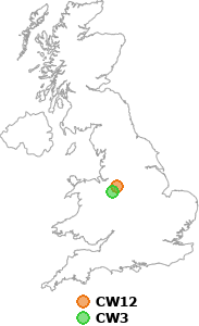 map showing distance between CW12 and CW3