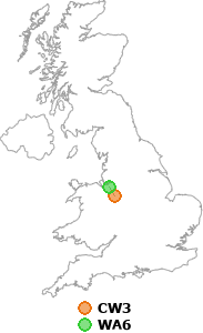 map showing distance between CW3 and WA6