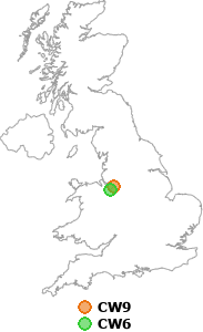 map showing distance between CW9 and CW6