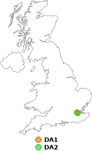 map showing distance between DA1 and DA2
