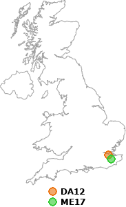 map showing distance between DA12 and ME17